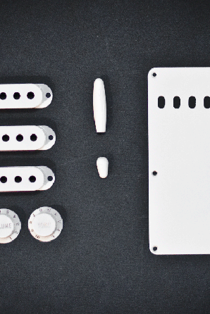 Fender Stratocaster Custom Shop USA Single-Coil Covers Knobs Tips Backplate All Plastic Set 